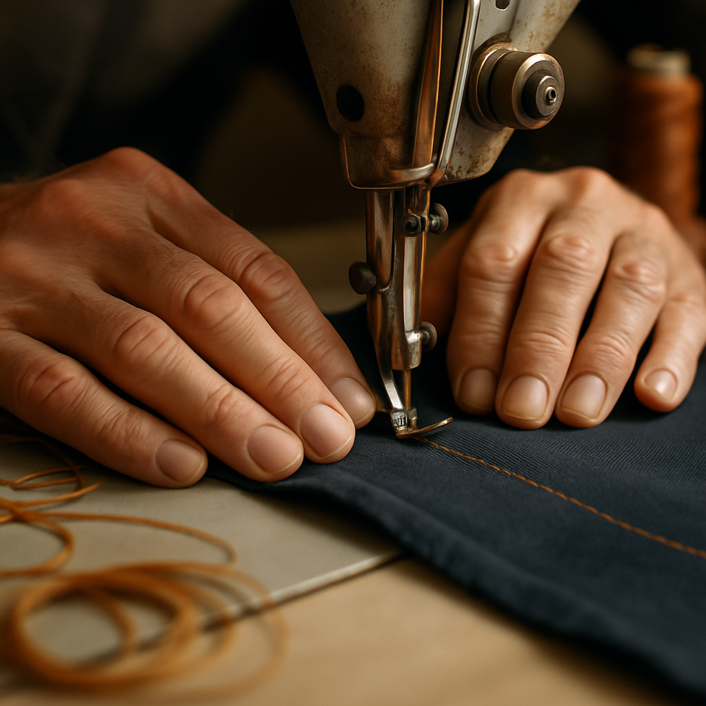 Skrædder arbejder på symaskine